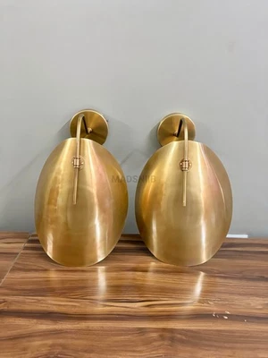 Pair of 2 Curved Beetle Shades Vintage Raw Brass Mid Century Modern Sputnik - Image 1 of 4