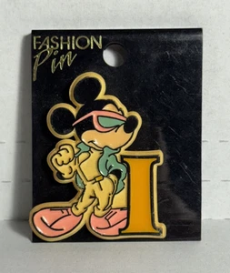 Vintage New WALT DISNEY Mickey Mouse Letter I Plastic Lapel Fashion Pin Brooch - Picture 1 of 2
