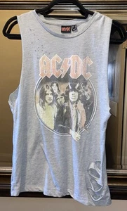 Atmosphere Women's Heather Gray AC/DC Distressed Tank Top Size 6 - Picture 1 of 9