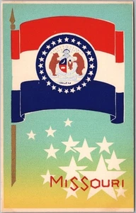 Vintage 1940s MISSOURI STATE FLAG Postcard Sheehan Serigraph Screen-Printed Card - Picture 1 of 2