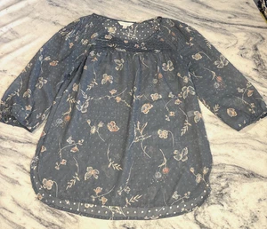 Blusa Top LC Lauren Conrad Mujer Talla Pequeña Floral Manga 3/4 Camisa Transparente - Imagen 1 de 14