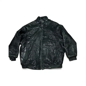 Vintage seltener Pelle Pelle Marc Buchman Gr. 56 genähter schwarzer Ledermantel Bomber - Bild 1 von 15