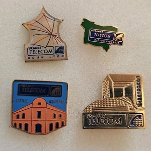 Set Of 4 French Telecom Enamel Pin Badges - Imagen 1 de 8