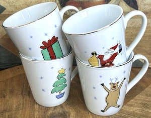 Merry Brite 4 Stück Weihnachten Becher Set Baum Santa Rentier Geschenk Neu - Bild 1 von 13