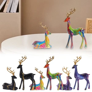 2PCs Christmas Reindeer Figurines Elegant Resin Deer Sculptures For Centerpiece - Picture 1 of 17