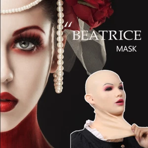 Realistic Silicone Female Face Mask Crossdresser Head Mask For women For Cosplay - Picture 1 of 27