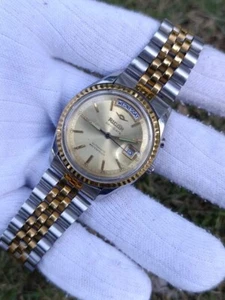 Rare Vintage Ricoh President Automatic Day/Date Golden Dial Men's Watch Japan - Picture 1 of 17