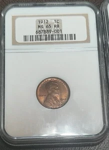 1912 Lincoln Cent NGC MS65 RB - Picture 1 of 5