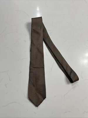 Corbata circular Hardy Amies London 100 % seda marrón hecha a mano en Italia Foto 1 de 4