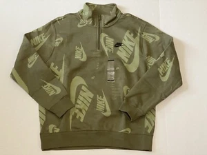 Nike Club Fleece 1/4 Zip Size L Mens Pullover Sweatshirt Olive Army Green NWT - Picture 1 of 5