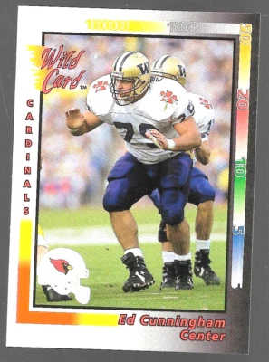 1992 Wild Card Ed Cunningham  67 Phoenix Cardinals Football Card   - Image 1 of 4
