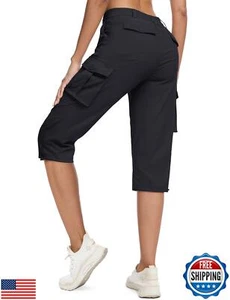 MAGCOMSEN Womens Capris for Summer Hiking Lightweight Water Resistant Travel - Picture 1 of 5