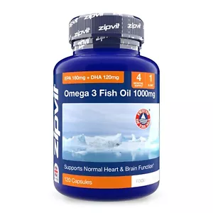 Zipvit Omega 3 Fish Oil 1000mg, EPA 180mg DHA 120mg, Supports Heart, Brain & Eye - Picture 1 of 12
