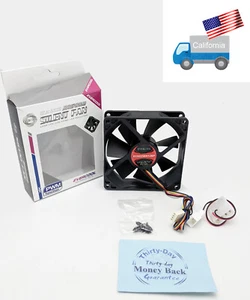 NEW Evercool 92mm x 25mm High Speed Two Ball Bearing PWM Fan, 4pin Molex Adapter - Picture 1 of 13