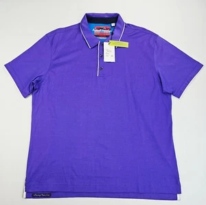 Robert Graham klassische Passform 2XL Herren lila weißer Besatz Männer Kurzarm Polo neu mit Etikett - Bild 1 von 12