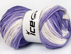 4-Skein Lot Baby Batik Yarn Fine Acrylic 4X100g/360M Lilac Shades Cream
