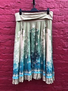 BNWT Per Una Marks And Spencer Green Floral Boho Hobo Long Maxi Skirt Sz 16 - Picture 1 of 10
