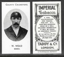 NOSTALGIA REPRINT TADDY & CO W.MEAD ESSEX COUNTY CRICKETERS