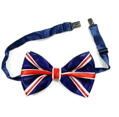 Union Jack Bow Tie Wedding Prom Brexit United Kingdom Costume Fancy Dress Clip  - Image 1 of 3