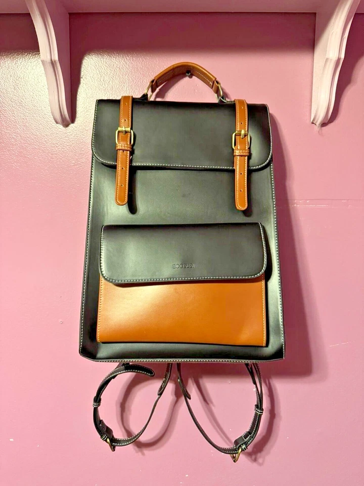 ECOSUSI Vintage-Style PU Leather Backpack for Laptop 15.6 inches Unisex - Image 1 of 2