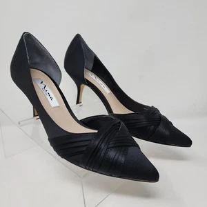 Nina Pumps Womens 6.5 Black Blakely Cross Kitten Heel Fabric Upper Shoes - Picture 1 of 8