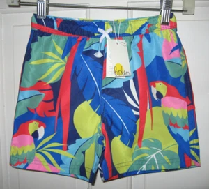 NEW Mini Boden Boys Swim Suit Trunks SZ 4-5Y Tropical Print Parrots Lined NWT$32 - Picture 1 of 5