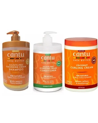Cantu Shea Butter Shampoo,Conditioner&Coconut Curling Cream Bundle 25oz - Image 1 of 4
