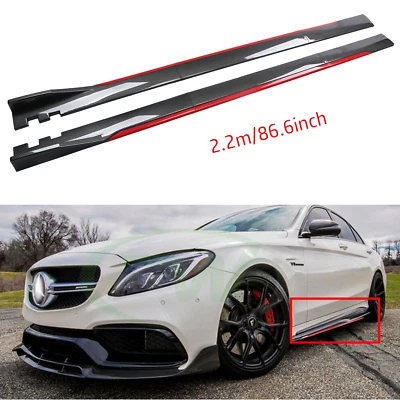 For Mercedes Benz Carbon Fiber Look 86.6" Side Skirt Extension Spoiler Splitter Foto 1 de 4