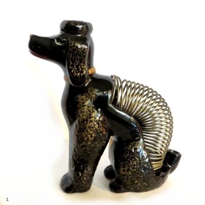 Vintage Ceramic Black Poodle' w/ gold trim, Pen & Letter Holder - 1950s - Picture 1 of 4