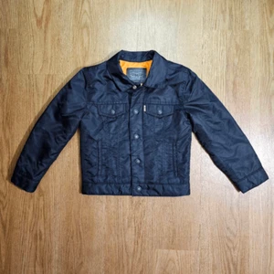 Levi's Bomber Jacket Quilted Synthetic Fill Kids Size 6 Black Orange Snap Button - Picture 1 of 8