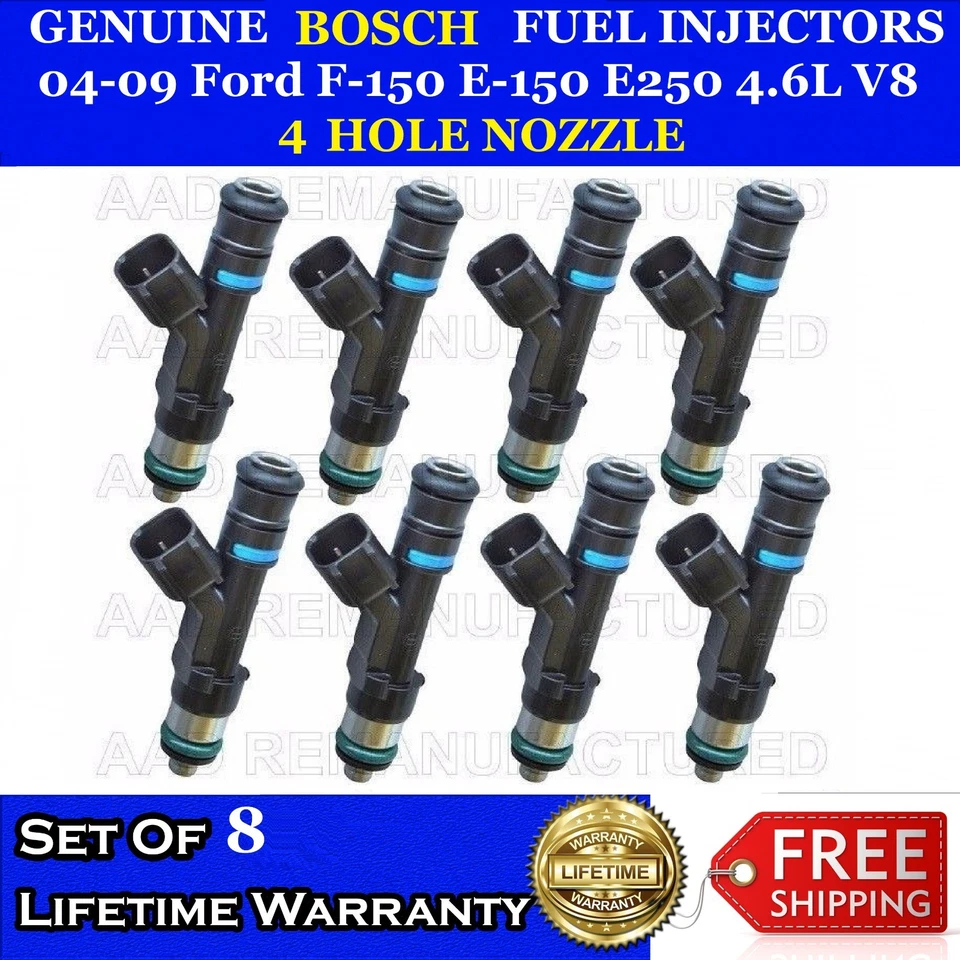 Actualización 8x Inyectores de combustible originales Bosch 4 orificios 04-09 Ford F-150 E150 E250 4,6 L  Foto 1 de 1