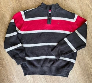 Boys Tommy Hilfiger Sweater 1/4 Zip Red White Blue Size 7 - Picture 1 of 3