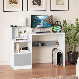 120CM Computer Desk with Drawers/Shelves/Monitor Stand/Cable Management,Home Off - Picture 1 of 12