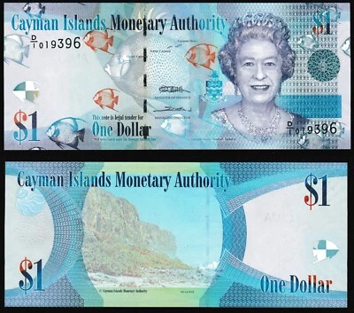 Cayman Islands 1$ 2010 QEII & Fish The Bluff P38a wm Tortoise Series D/1 UNC - Image 1 of 4