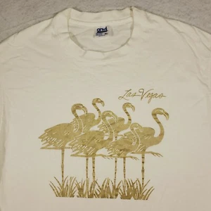 Las Vegas T-Shirt Vintage White Single Stitch Flamingos Collectible Women’s XL - Picture 1 of 8
