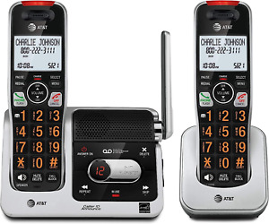 AT&T BL102-2 DECT 6.0 2-Handset Cordless Phone for 2 Handset, Silver/Black 