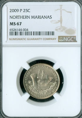 2009 P NORTHERN MARIANAS QUARTER NGC MS67 BUSINESS STRIKE MAC  SPOTLESS * - Image 1 of 2