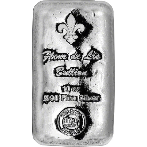 10 oz Silver Bar - Fleur de Lis Bullion - .999 Fine Cover
