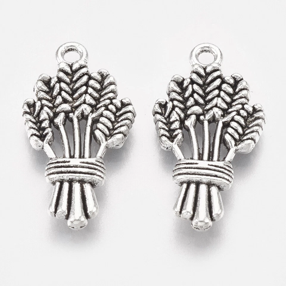 QWYRKY CRAFTS Tibetan Silver Charms Wheat Corn Bundle Bouquet 25mm x 13mm 10pcs C392