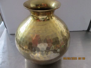 Vintage Brass Hammered Look Vase 6" X 6" - Picture 1 of 4