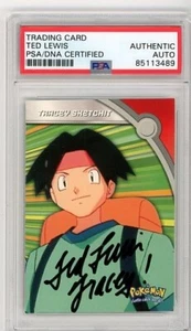 PSA Signed Ted Lewis Pokemon Topps Tracey Sketchit HV11 TV Animation Blue Logo - Picture 1 of 2