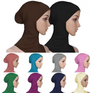 Women's Under Scarf Hat Bonnet Caps Hijab Islamic Neck Cover Muslim Headscarf UK - Picture 1 of 30