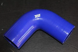 TOG 3.75 INCH 95mm 90 DEGREE SILICONE HOSE BEND ELBOW BLUE - 125MM EACH END - Picture 1 of 2
