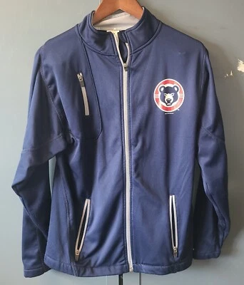 Chicago Cubs Jacket  Men's Small Blue Logo MLB Zipper Pockets Russell Athletic. - Image 1 of 4