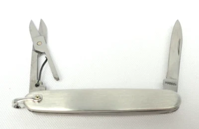 Navaja de bolsillo y tijeras vintage marcadas WEH Hayward de plata de ley de 2,5" 22 gramos Foto 1 de 3