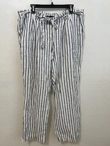 Ellen Tracy 100% Leinen gestreifte Schlupfhose Gr. XL Strand Reise Maritim - Bild 1 von 15
