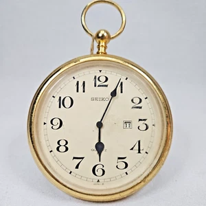 Seiko Desk/Table Alarm Clock Oversized Pocket Watch Metal Case QQ 104 A - Parts - Picture 1 of 19