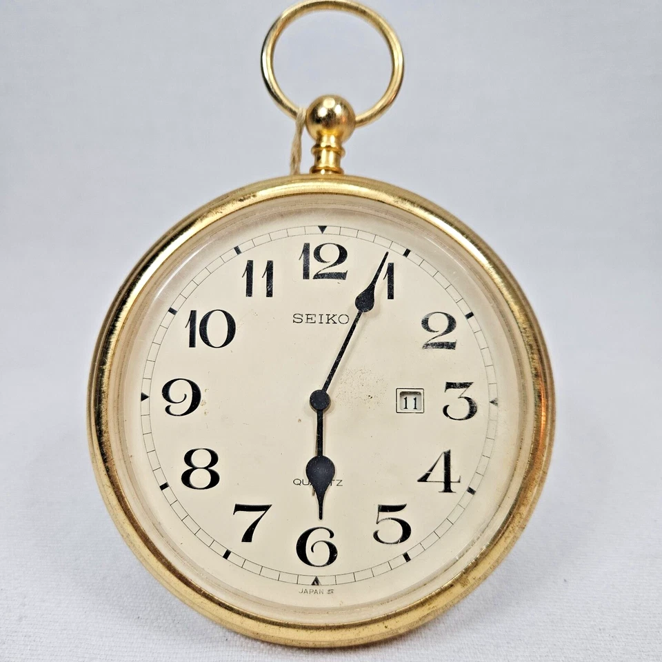 Seiko Desk/Table Alarm Clock Oversized Pocket Watch Metal Case QQ 104 A - Parts - Image 1 of 4