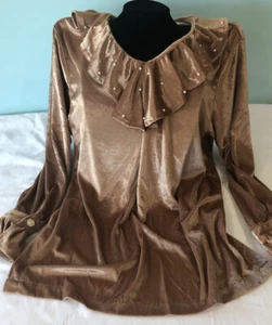 Vtg Velvet Ruffle Shirt Medieval Victorian Theater Shell Kepler Goldish Men's M - Picture 1 of 10