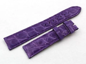 Vera Pelle Coccodrillo Cinturino Viola Lucido 18/16mm Fibbia Ardiglione Casual - Imagen 1 de 4
